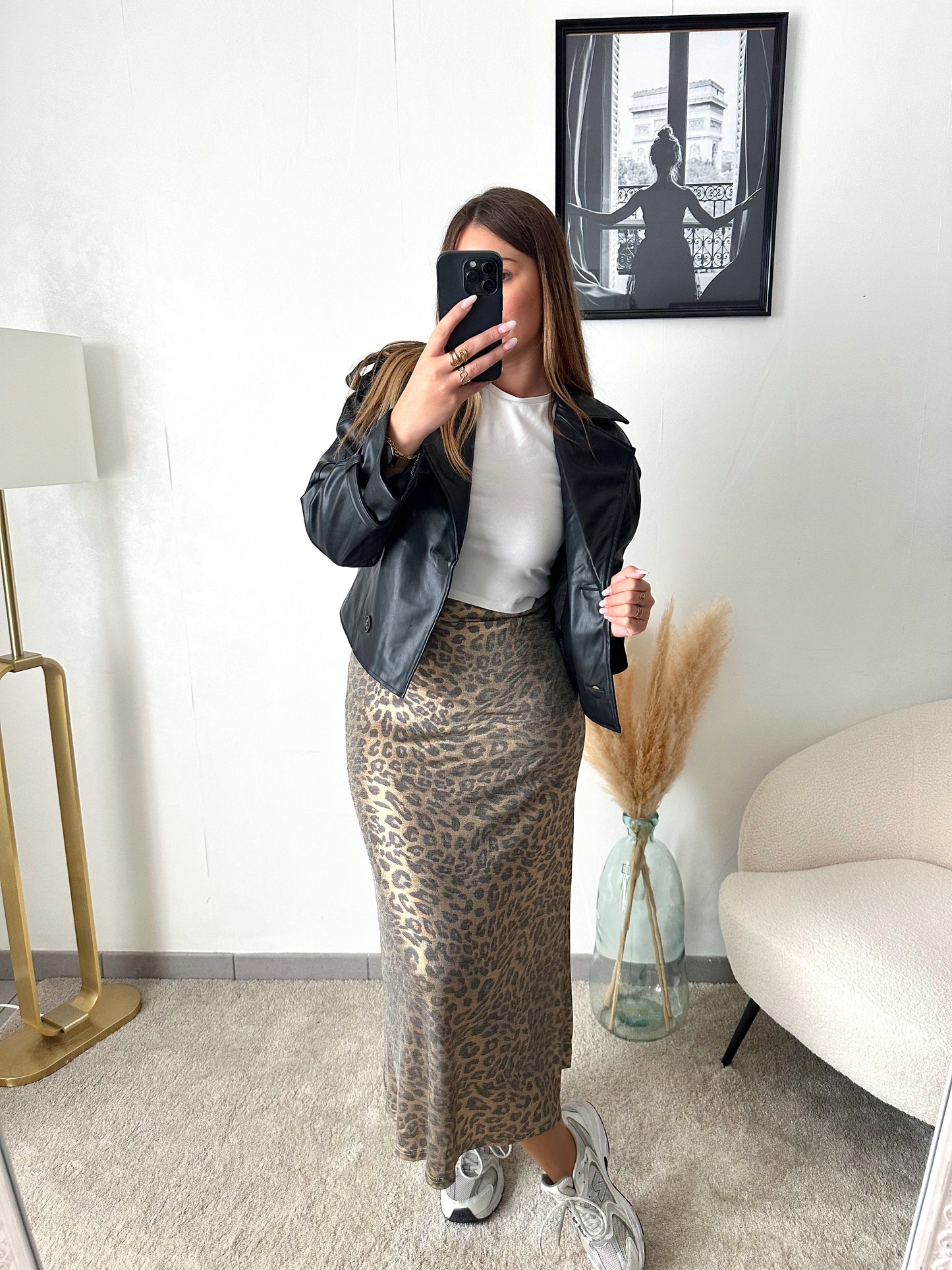 SELENIA short faux leather trench coat