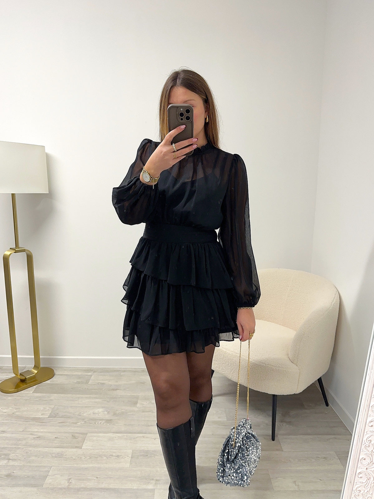 Robe noire voile AURELA