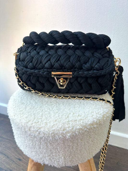Sac tressé noir CALVI