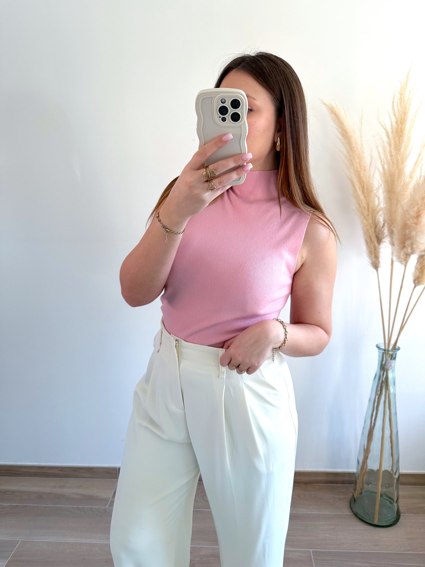 Top maille rose CYRIELLE