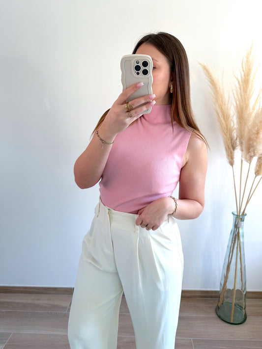 Top maille rose CYRIELLE