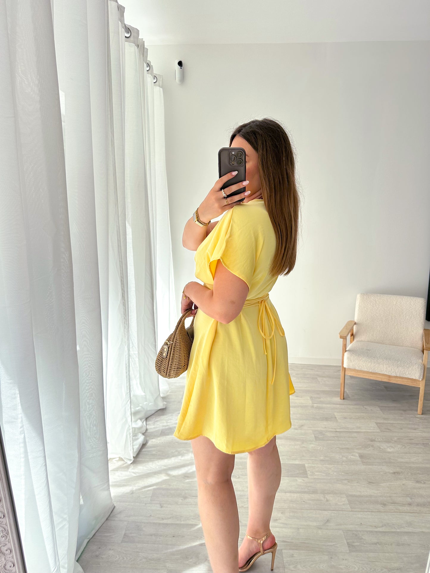 Robe satin jaune ENORA