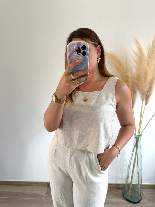 Top beige lin ANNA