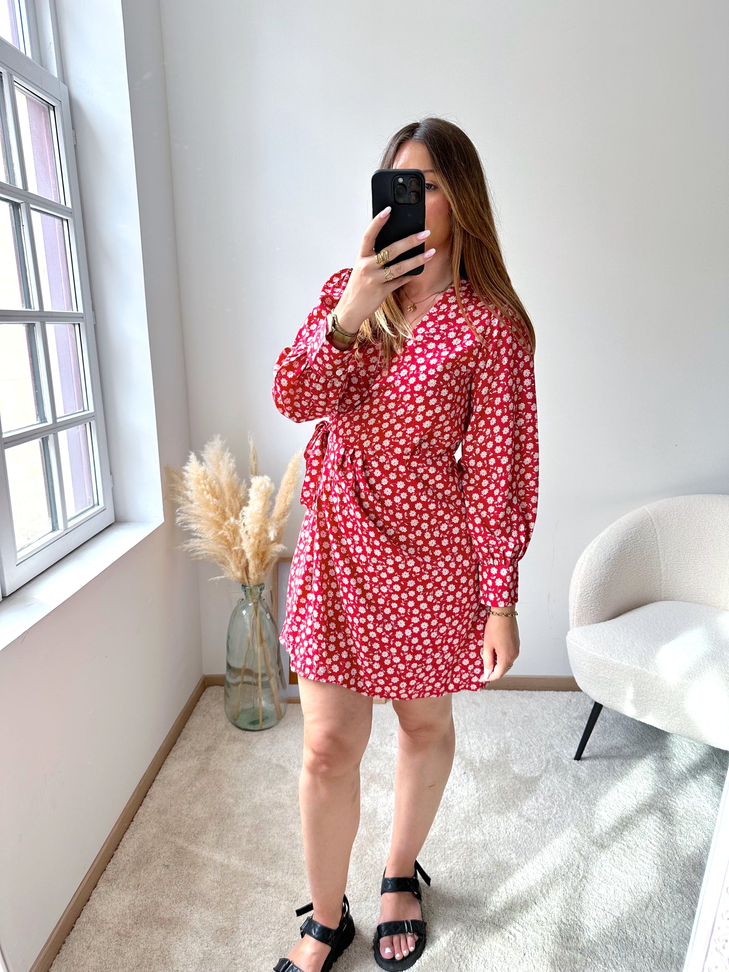 Robe fleurie rouge MELANIE