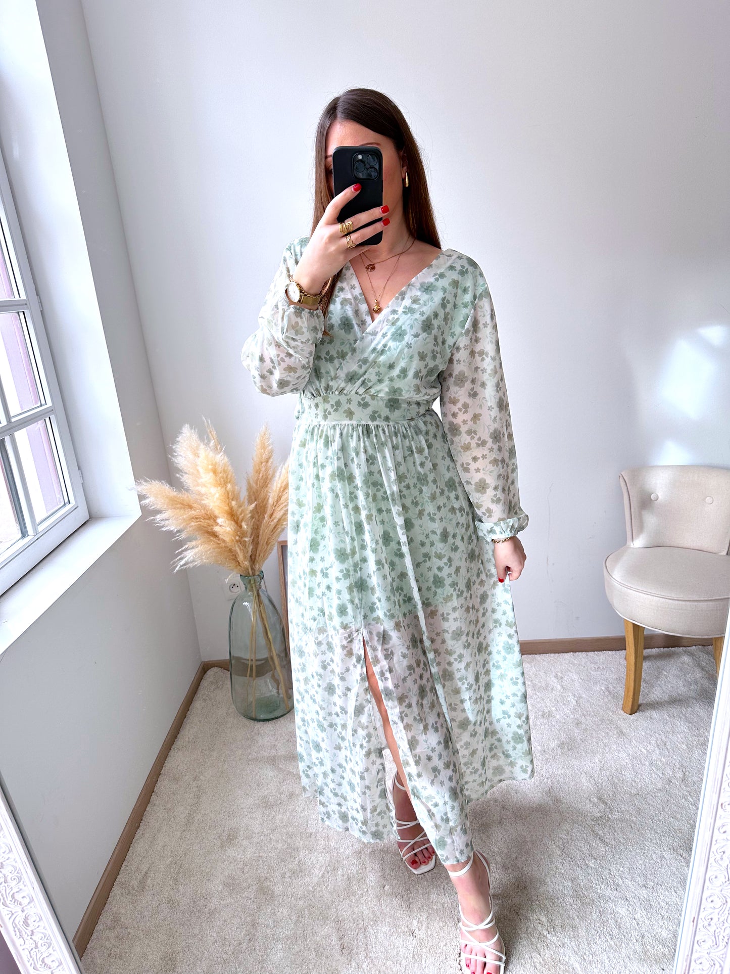Robe fleurie verte VICKY