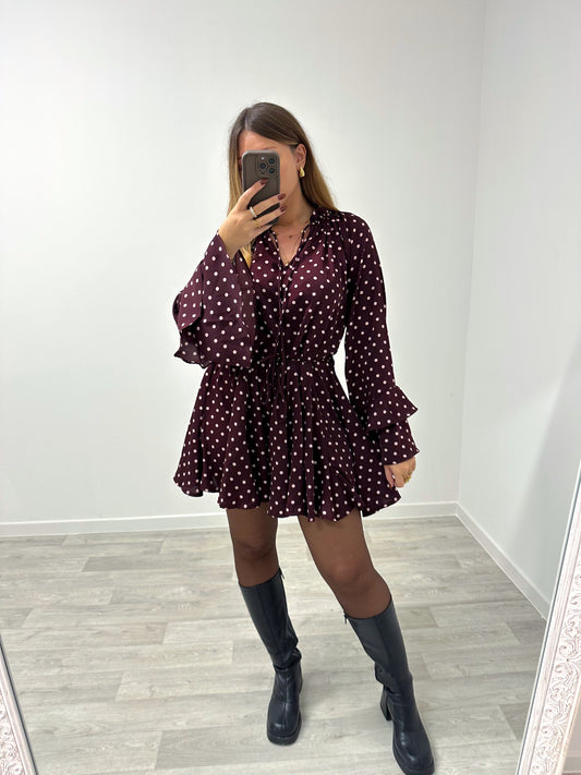 Robe bordeaux à pois SIANA