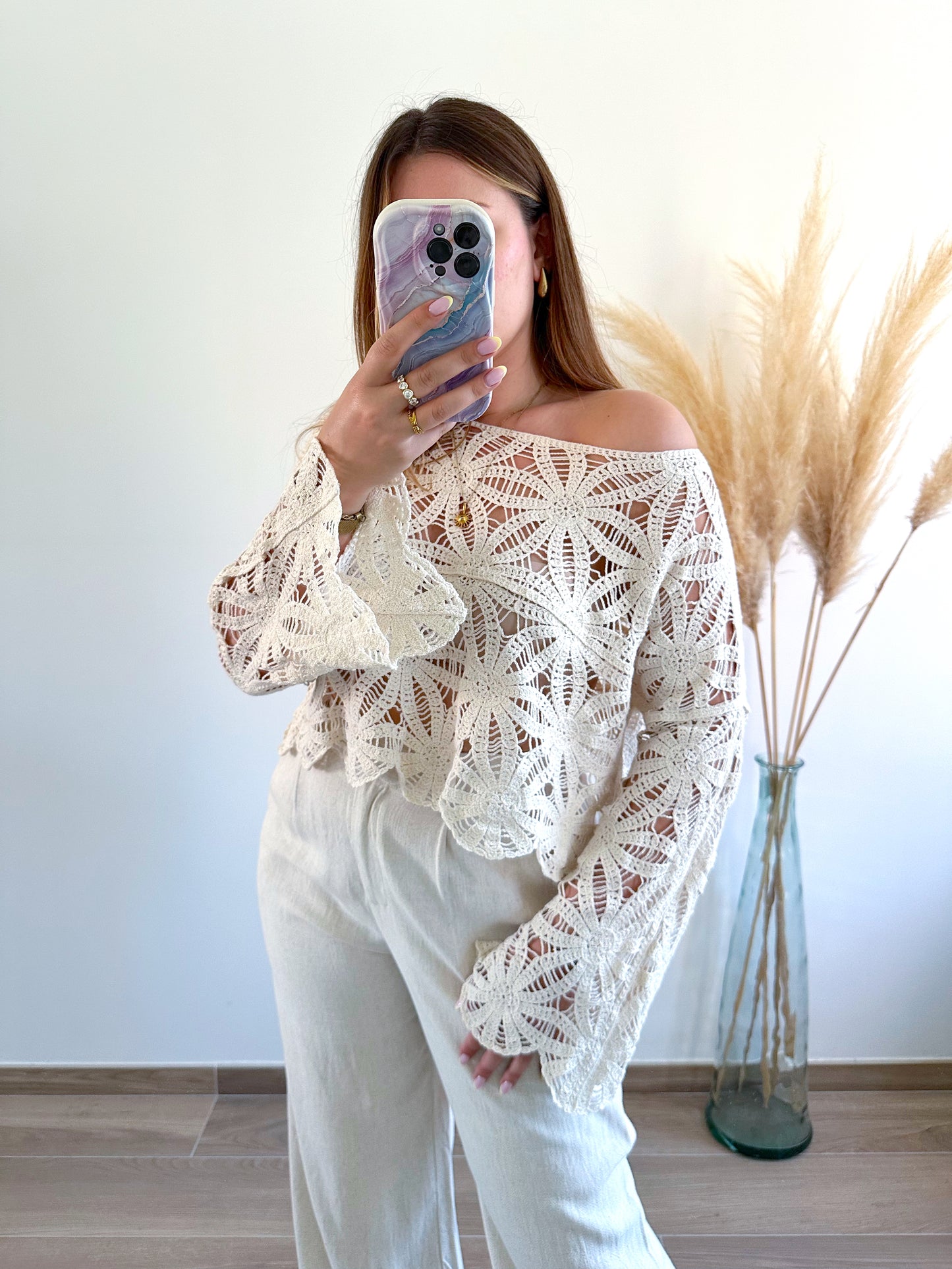 Top en crochet beige JUDITH