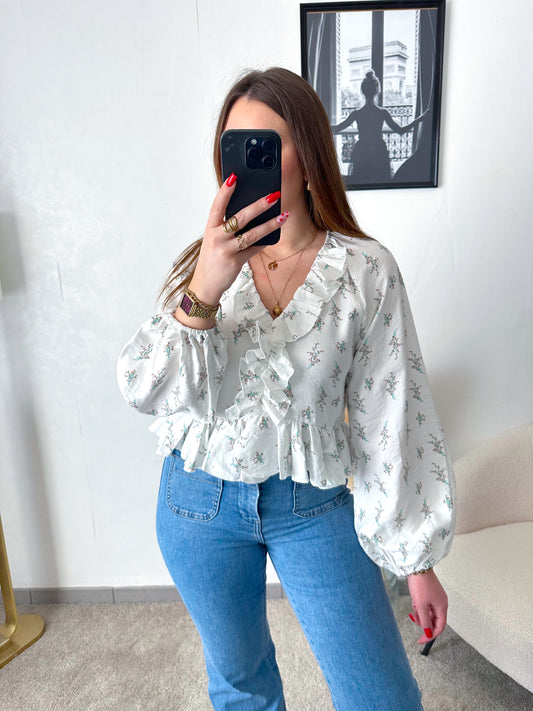 Blouse fleurie à volants ELISA