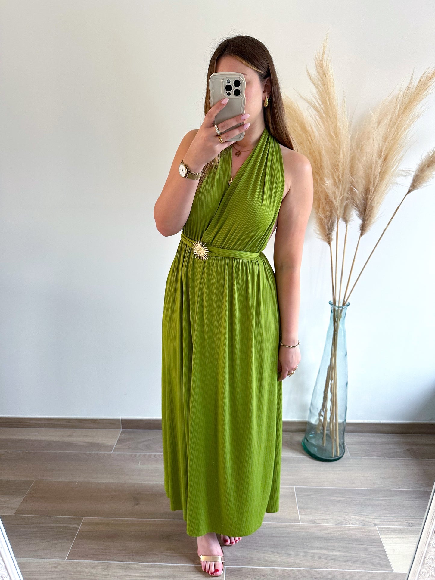 Robe longue verte CARLA