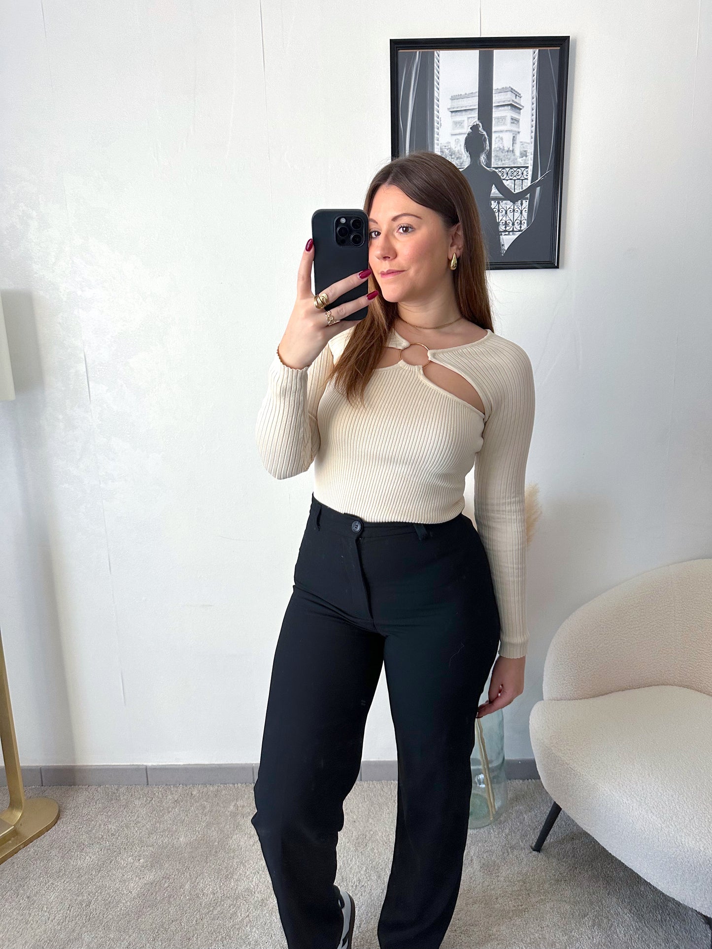 Top a découpes beige LORENA