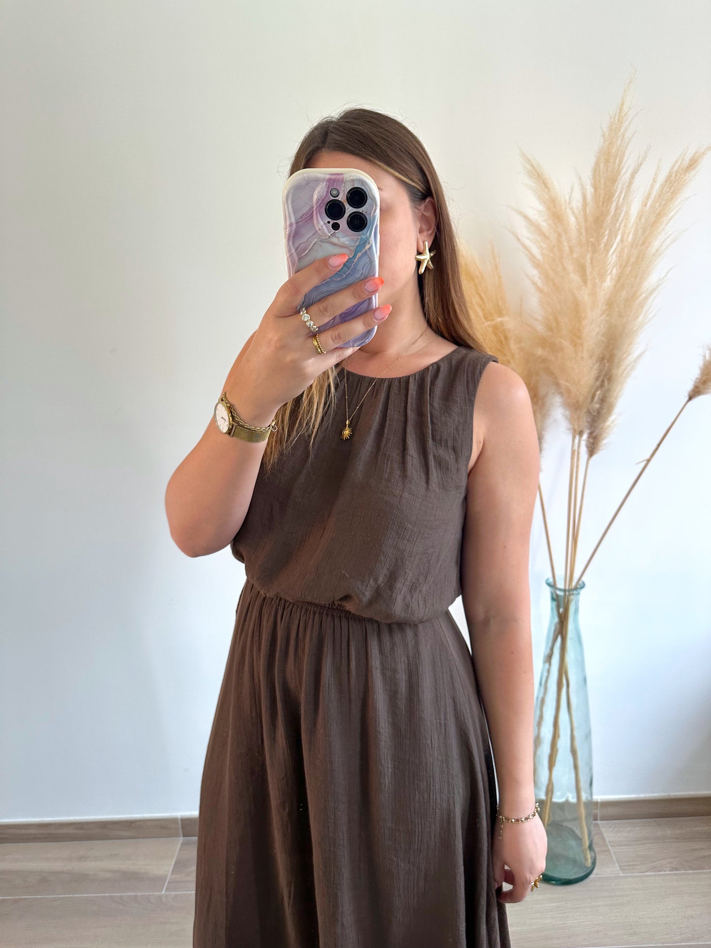 Robe longue chocolat HORTENSE