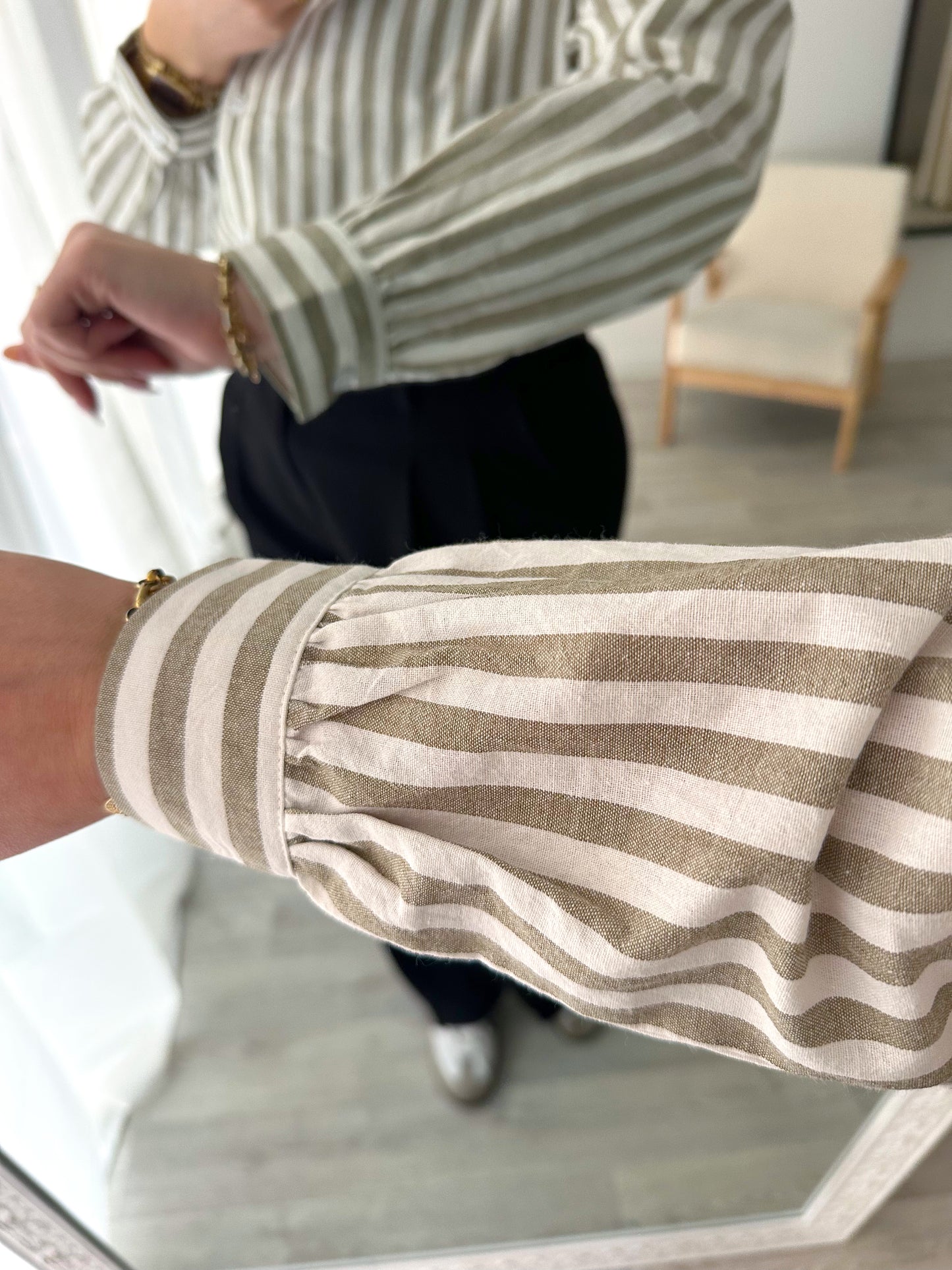 Chemise rayée kaki ESMEE