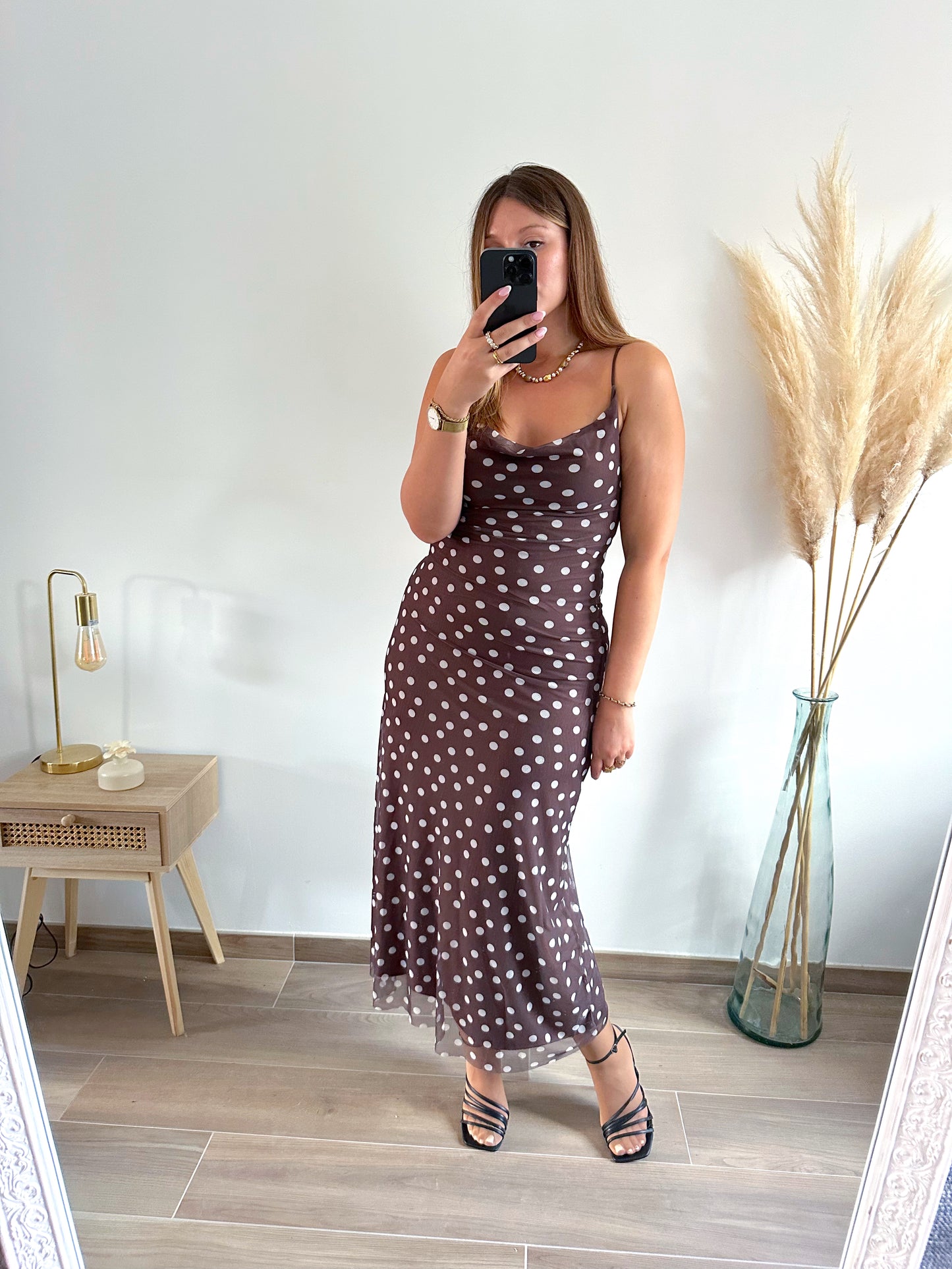 Robe marron à pois ENORA
