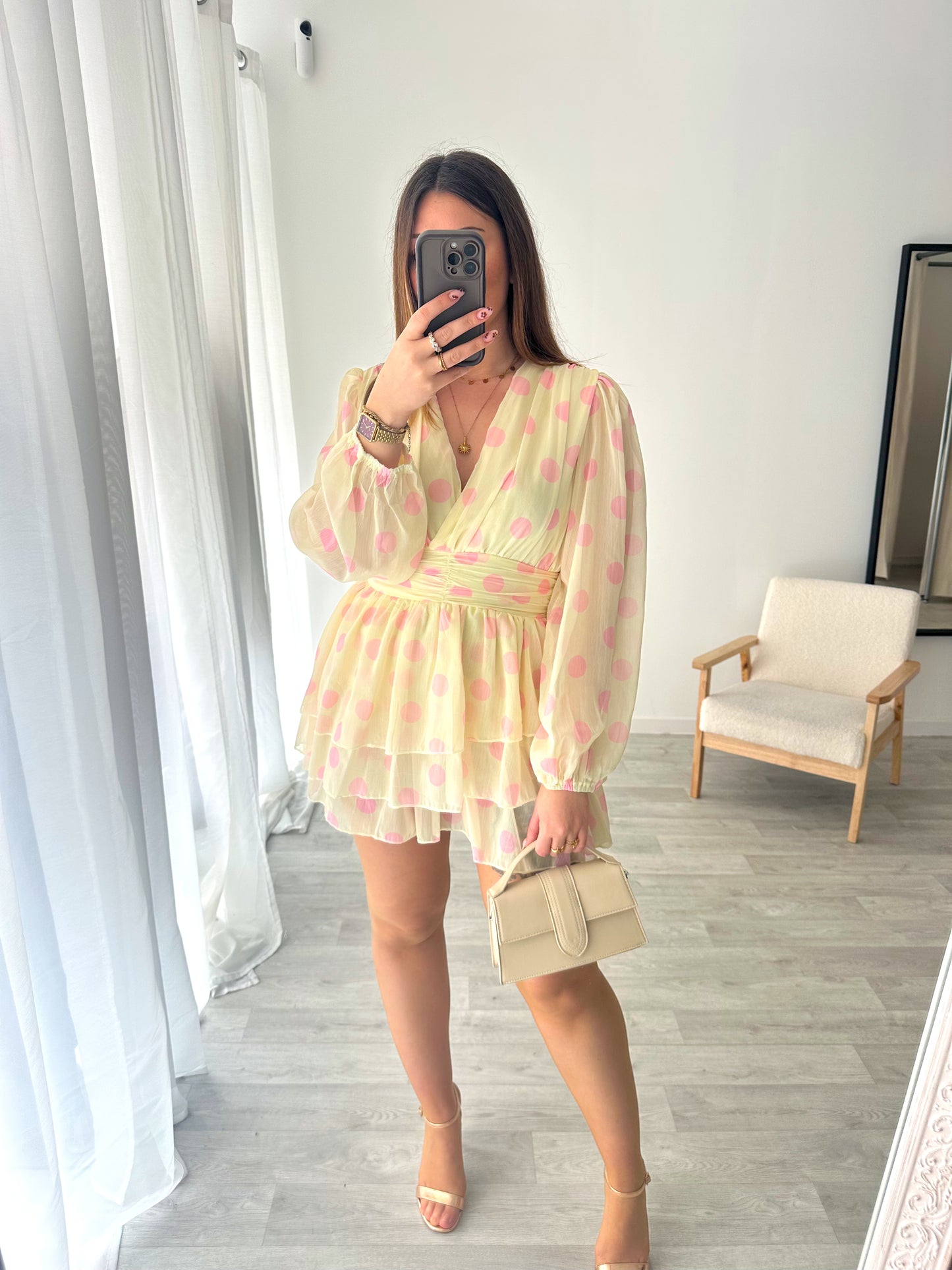 Robe à pois jaune LIZA