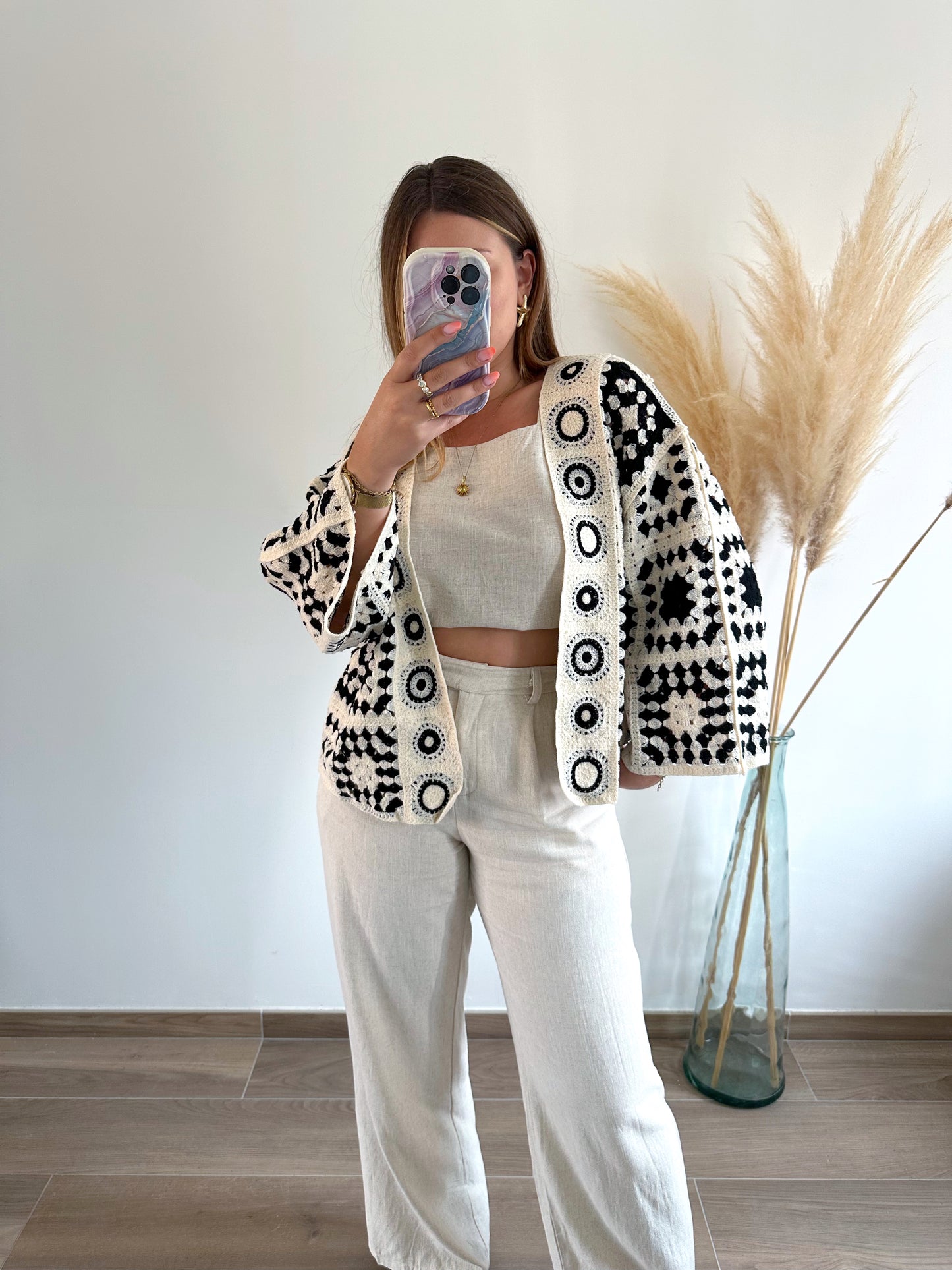 Gilet crochet noir LOUNA