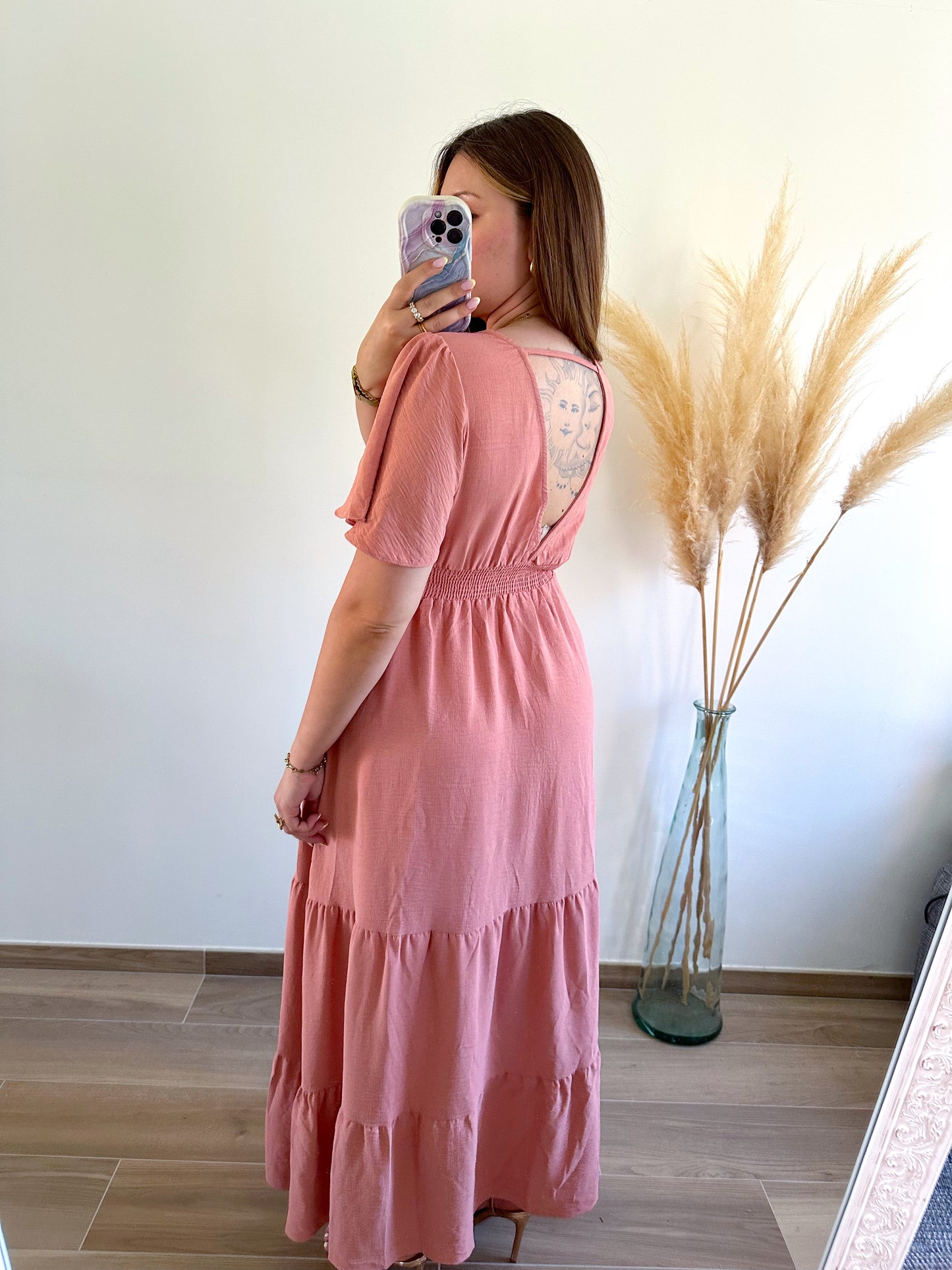 Robe longue vieux rose EMMA