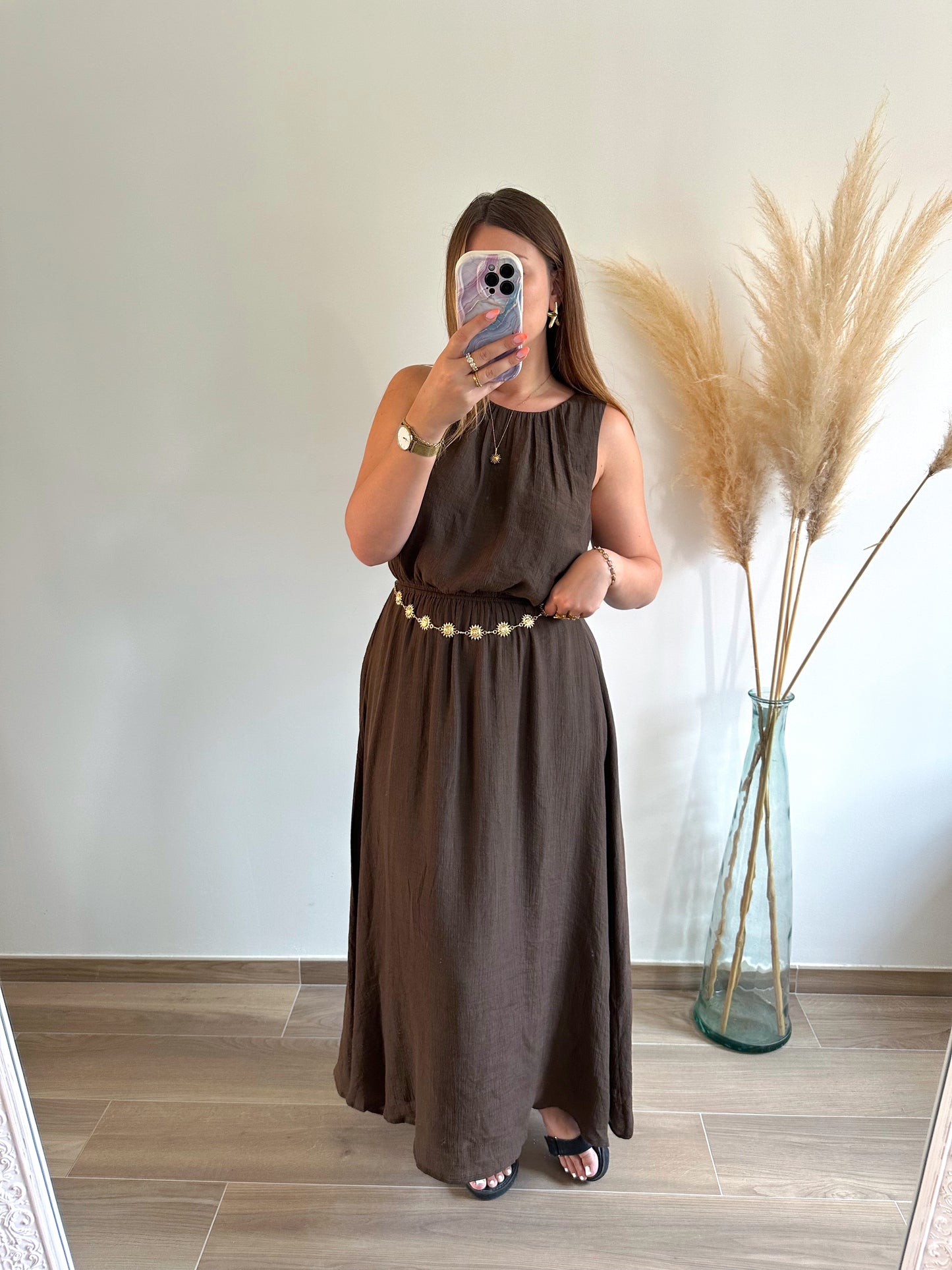 Robe longue chocolat HORTENSE