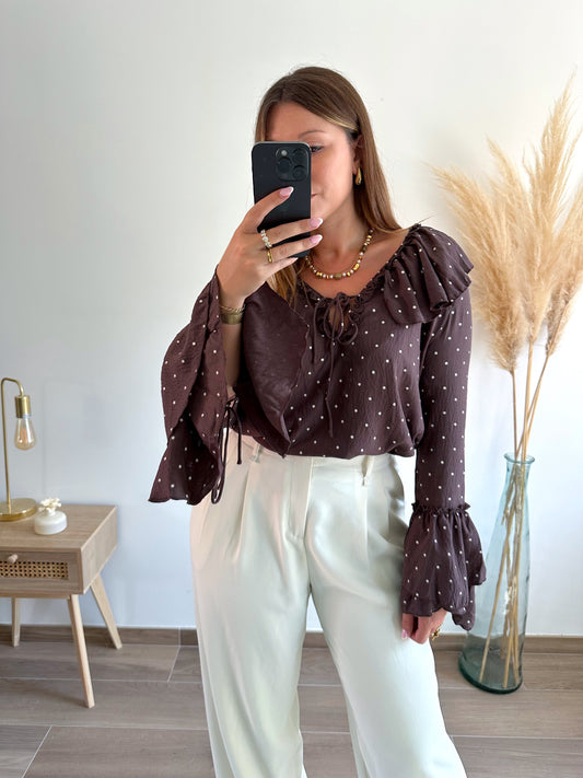 Blouse pois marron POLKA