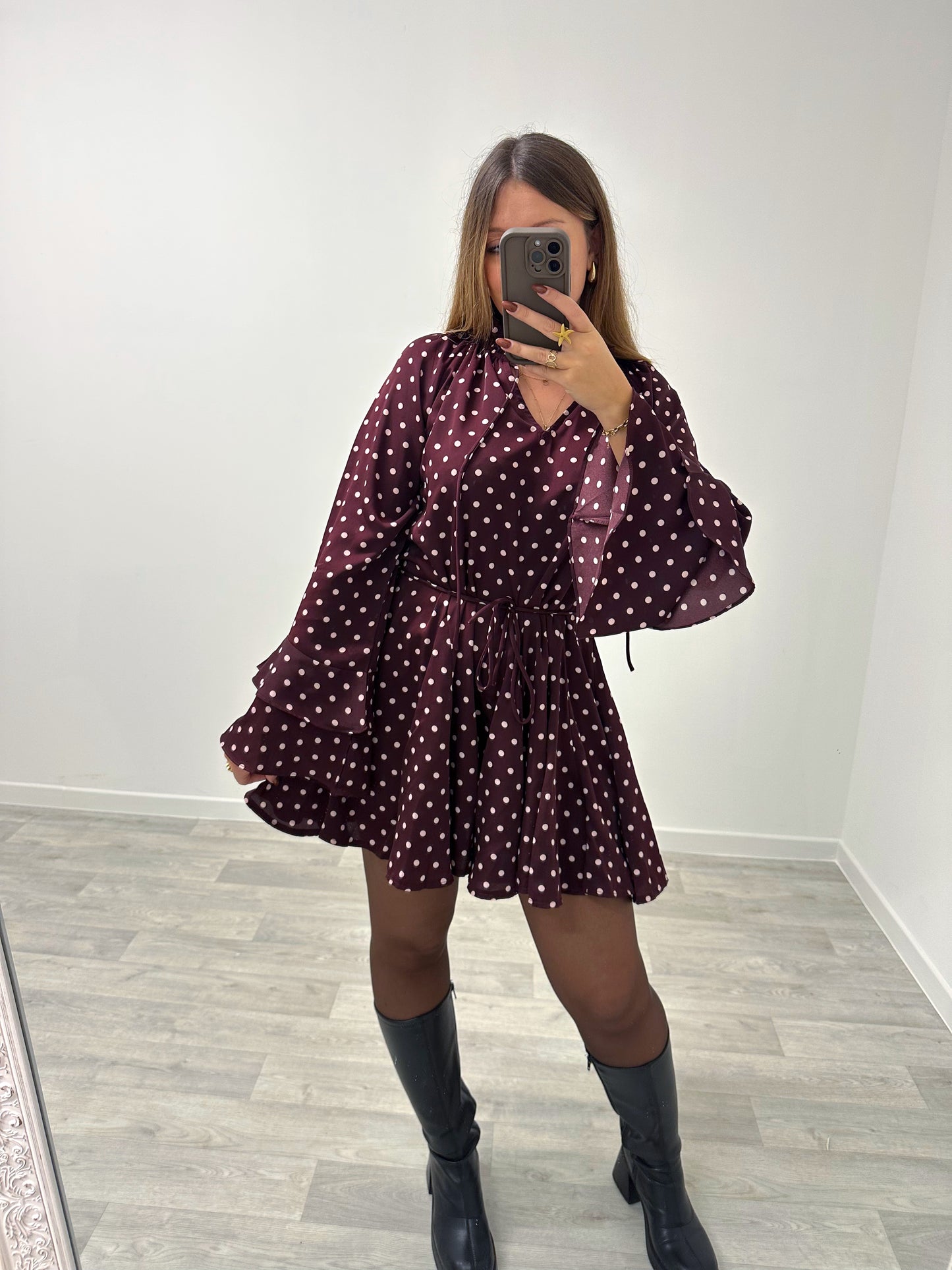 Robe bordeaux à pois SIANA