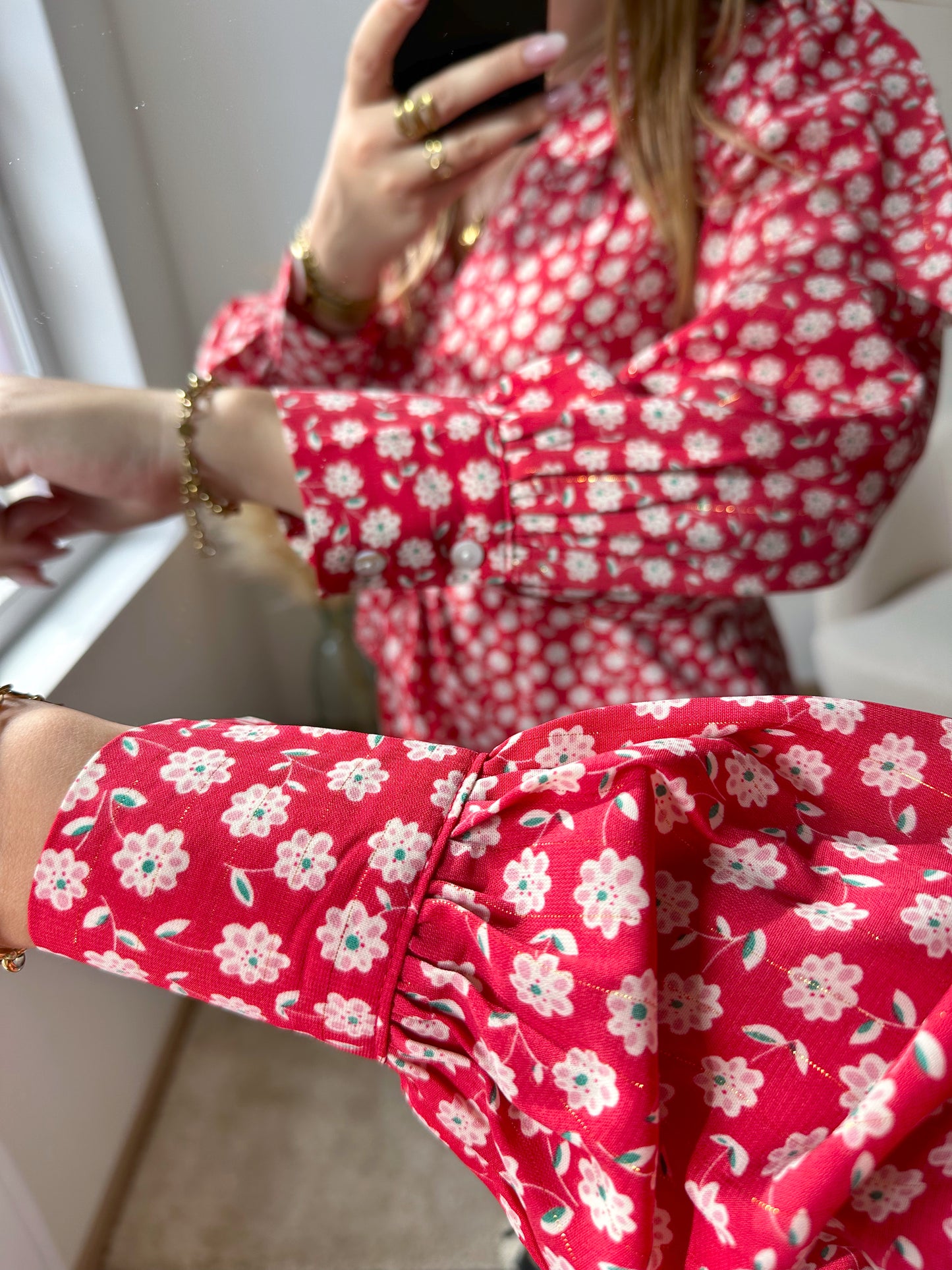 Robe fleurie rouge MELANIE