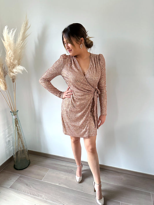 Robe rose gold pailletée ALMA
