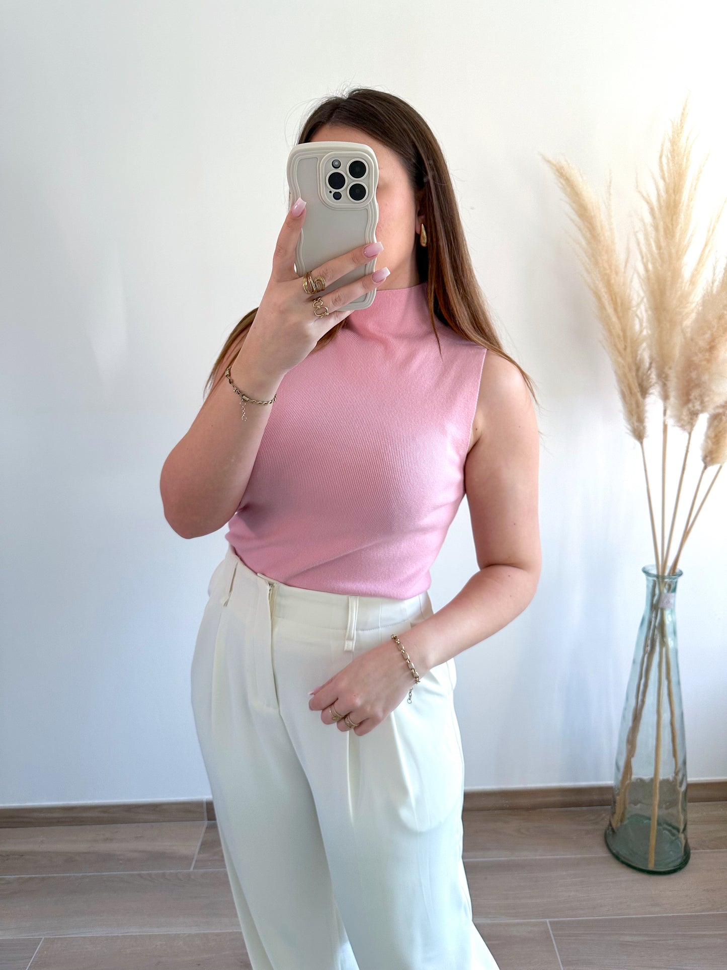 Top maille rose CYRIELLE
