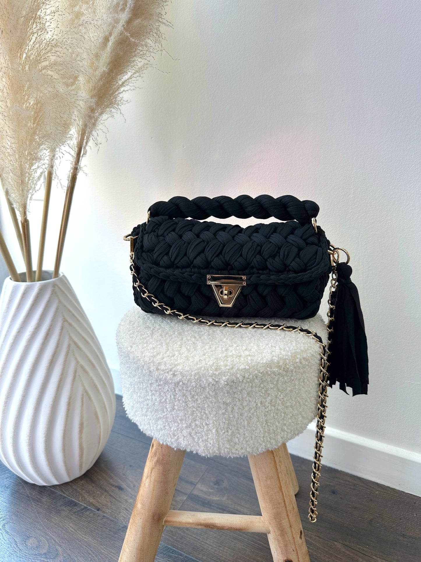 Sac tressé noir CALVI