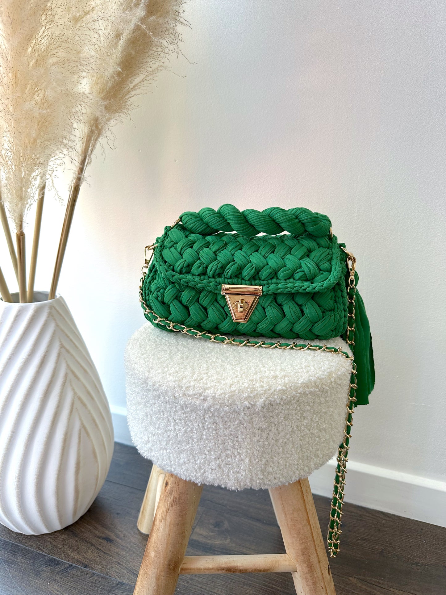 Sac tressé vert CALVI
