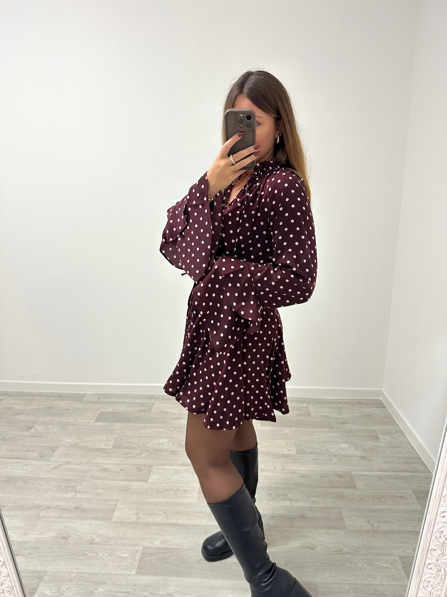 Robe bordeaux à pois SIANA