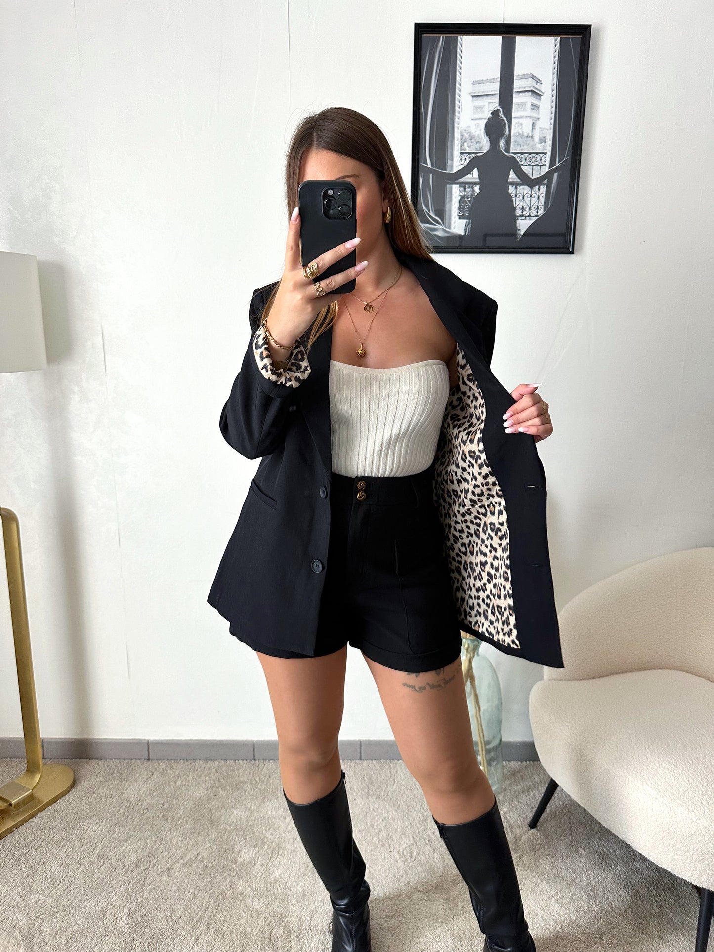 Short noir tailored CARLIE