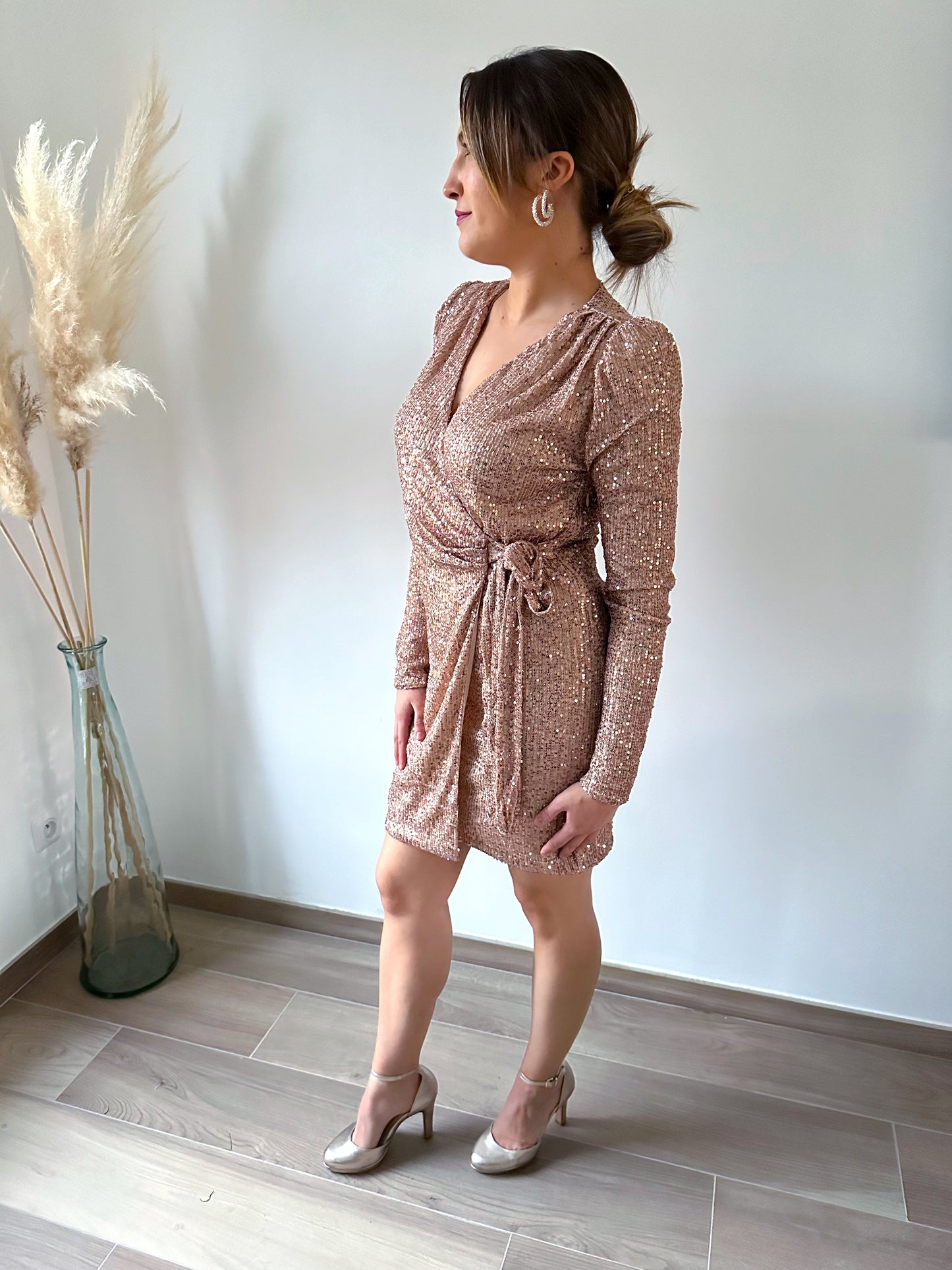 Robe rose gold pailletée ALMA