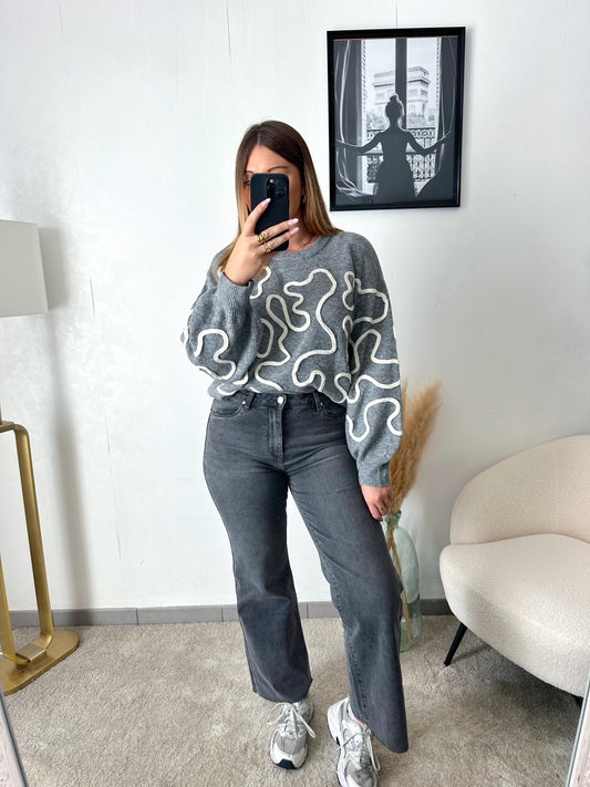 PAOLINA dark gray high-waisted jeans