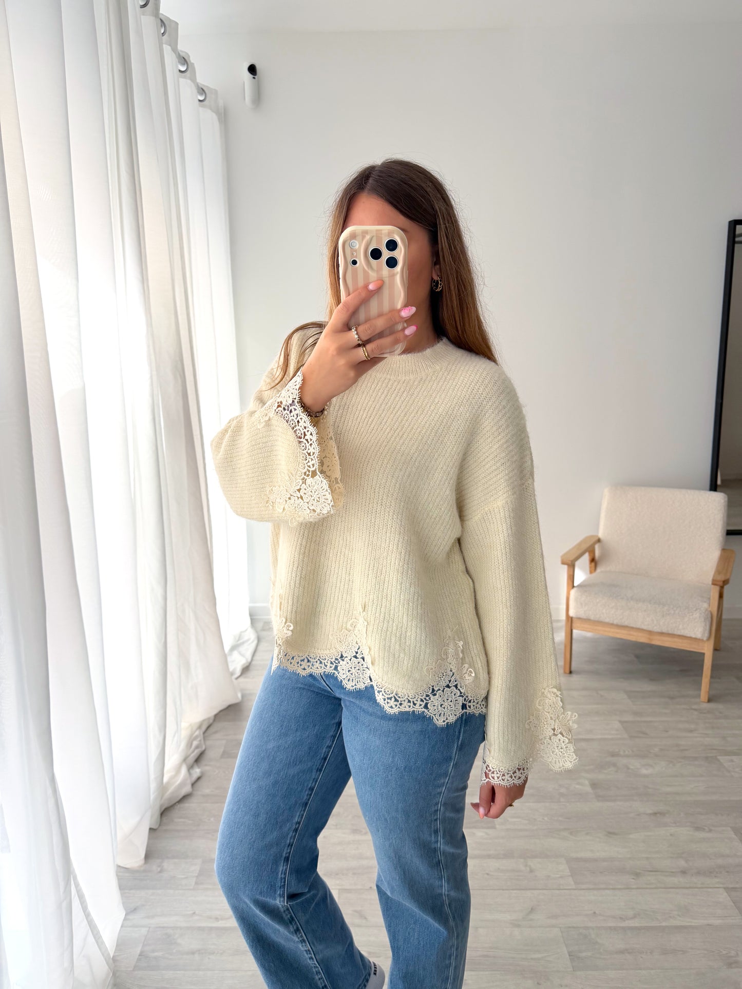 Pull dentelle écru NOUNA
