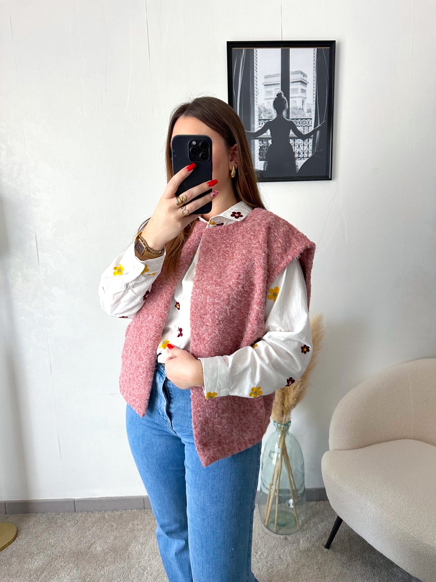 Veste sans manches rose LEONE