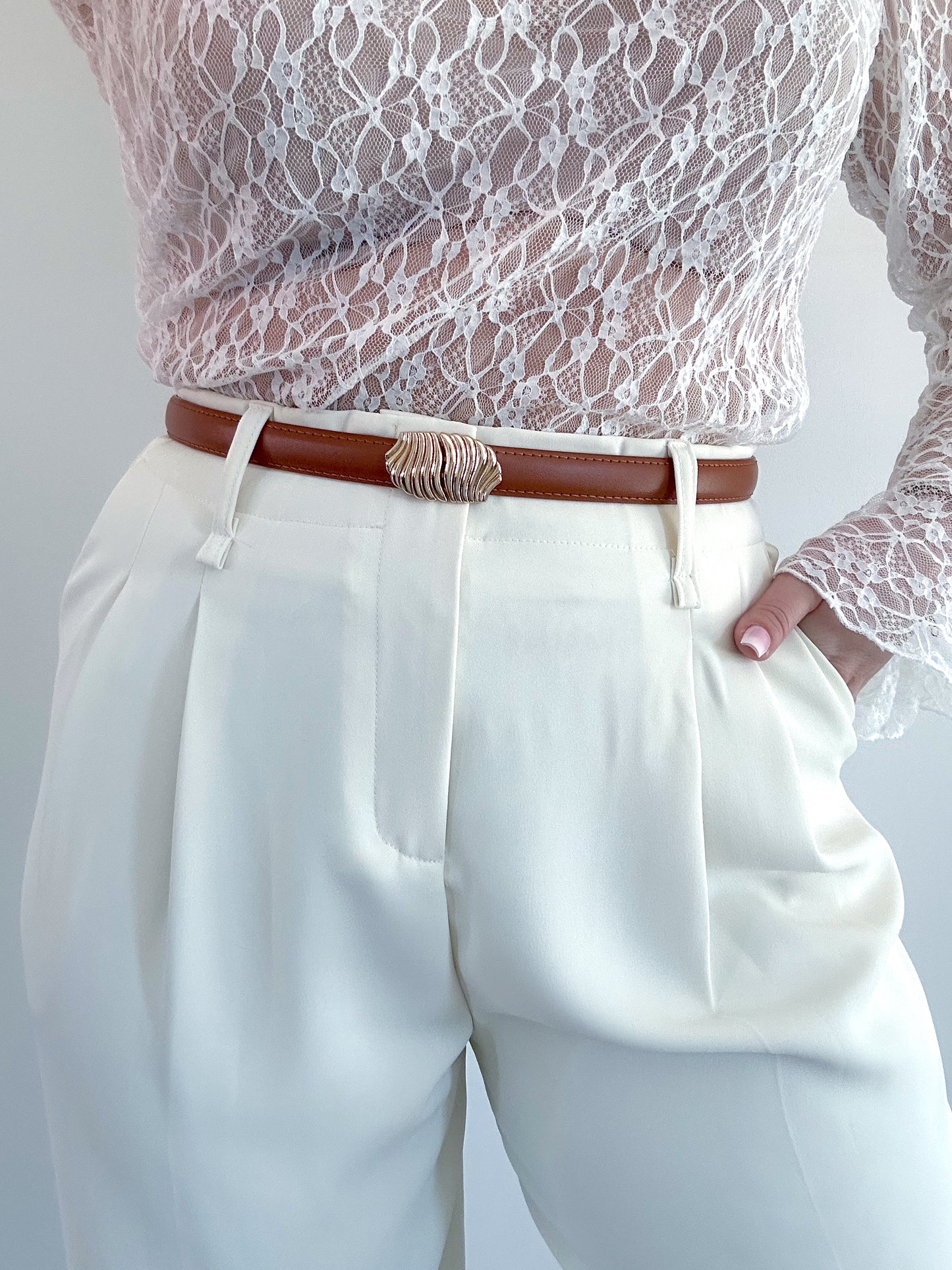 Ceinture en cuir camel DORA