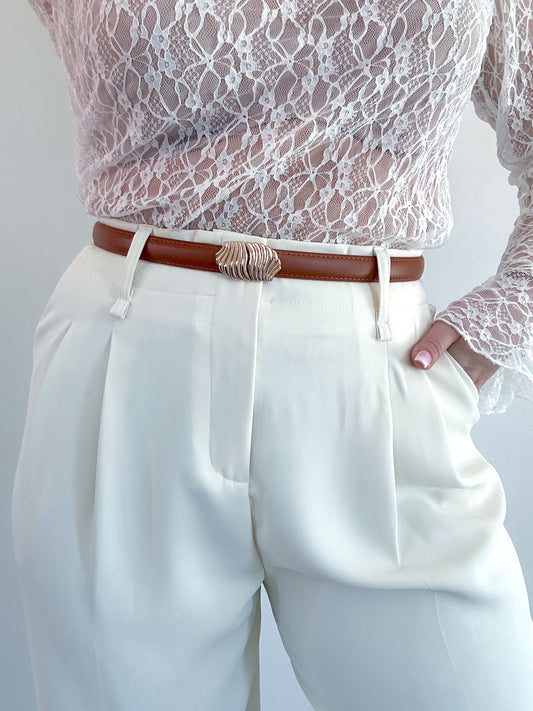 Ceinture en cuir camel DORA
