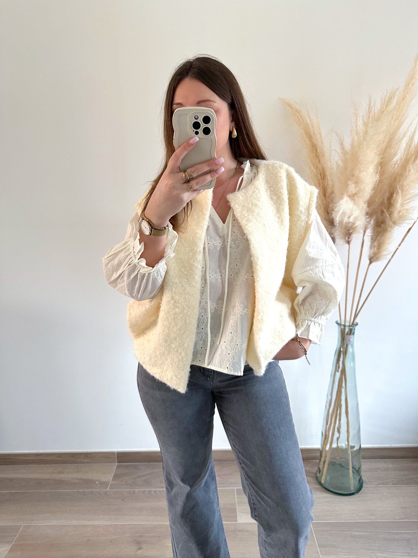 Blouse écru brodée CLARA