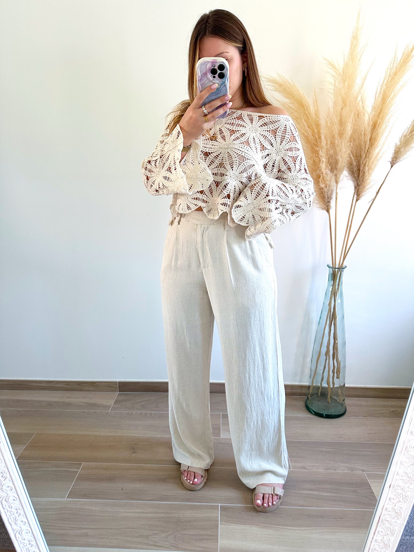Pantalon lin beige STELLA