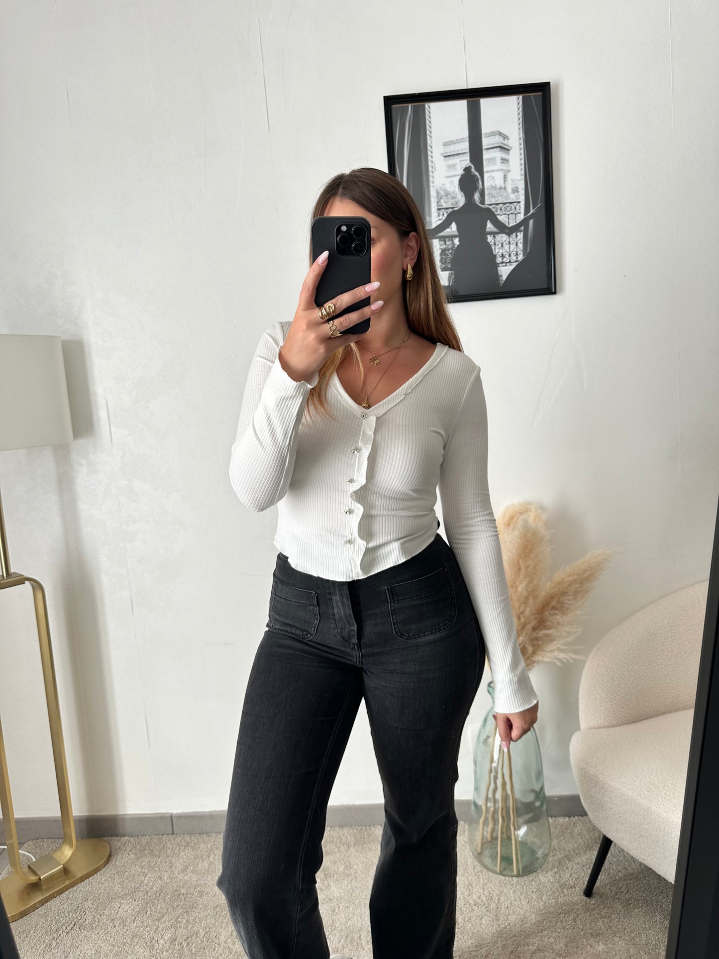 Top blanc détails strass EVA