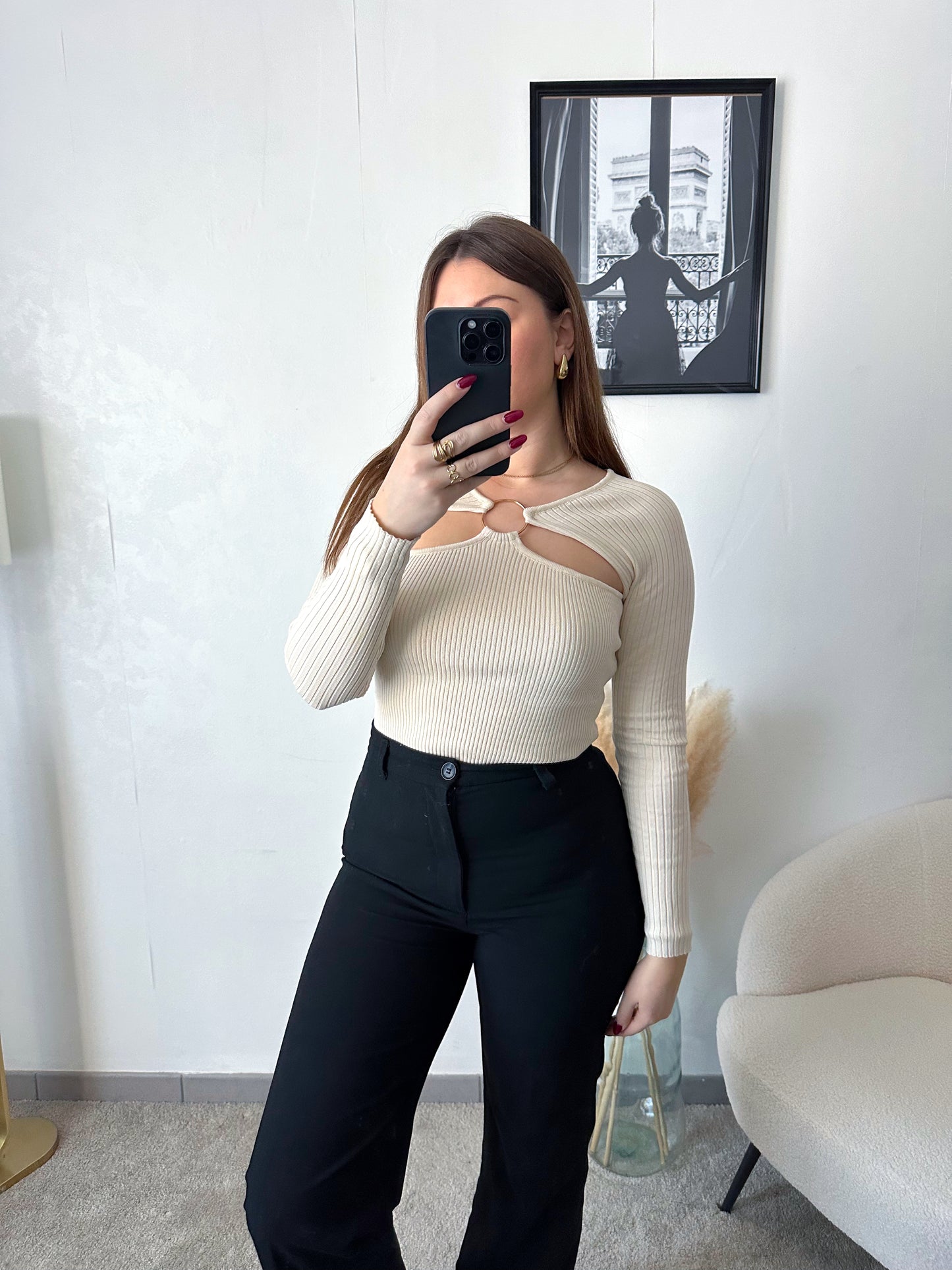 Top a découpes beige LORENA