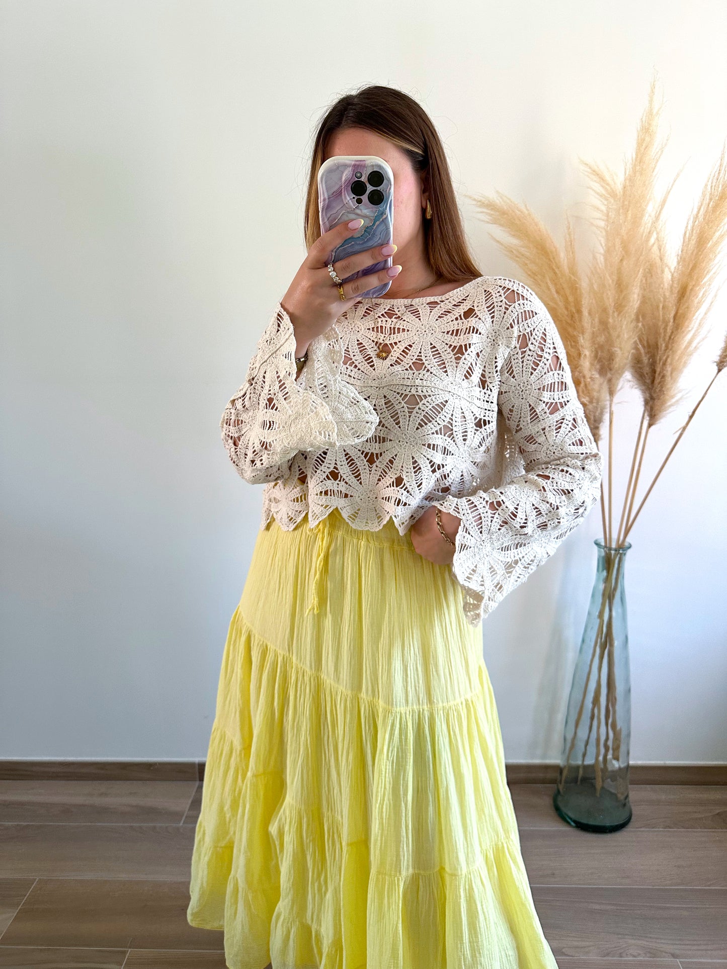 Top en crochet beige JUDITH