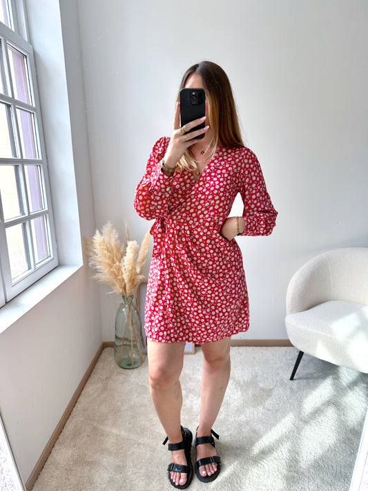 Robe fleurie rouge MELANIE