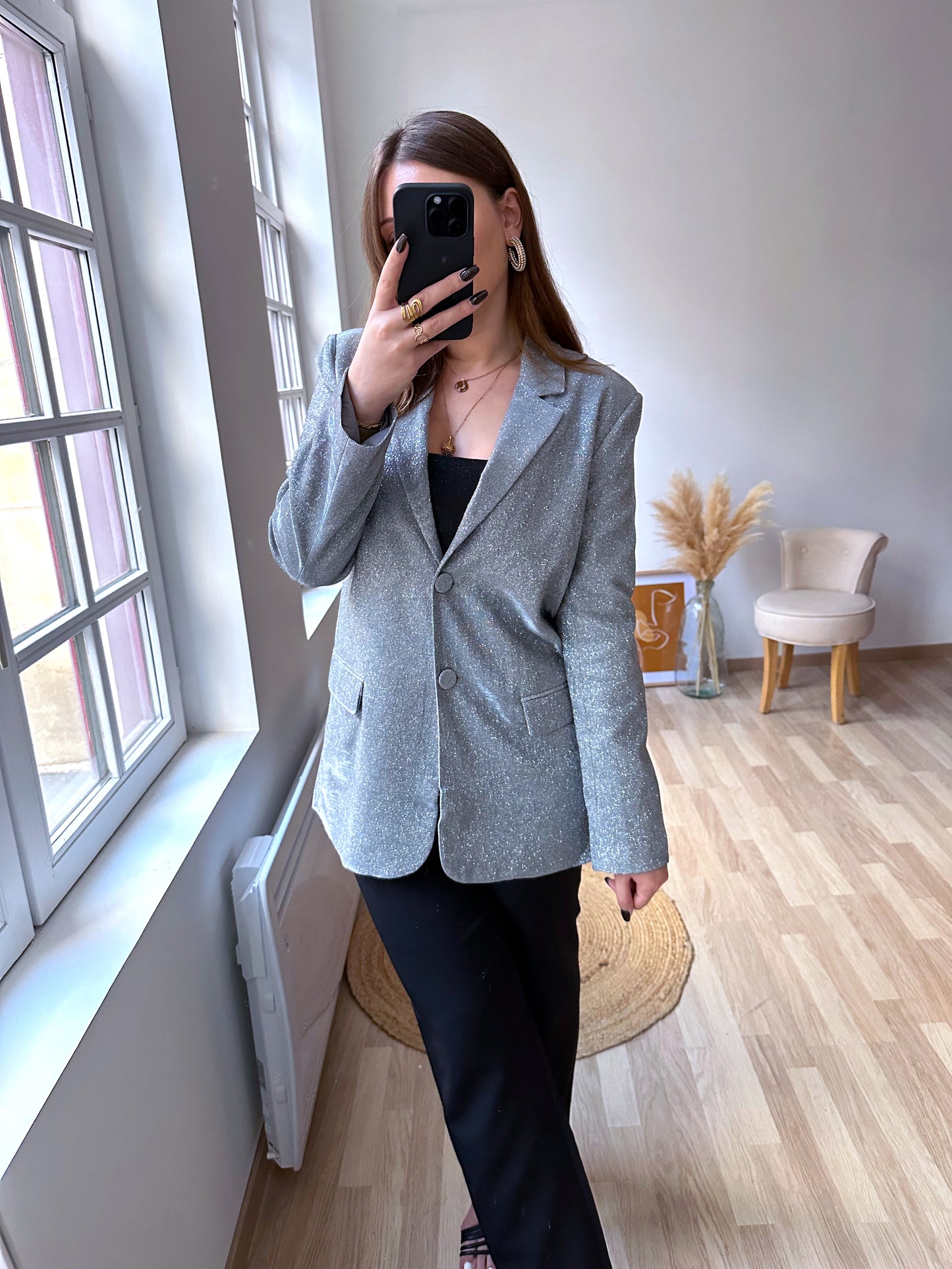 ASTREE silver sequined blazer