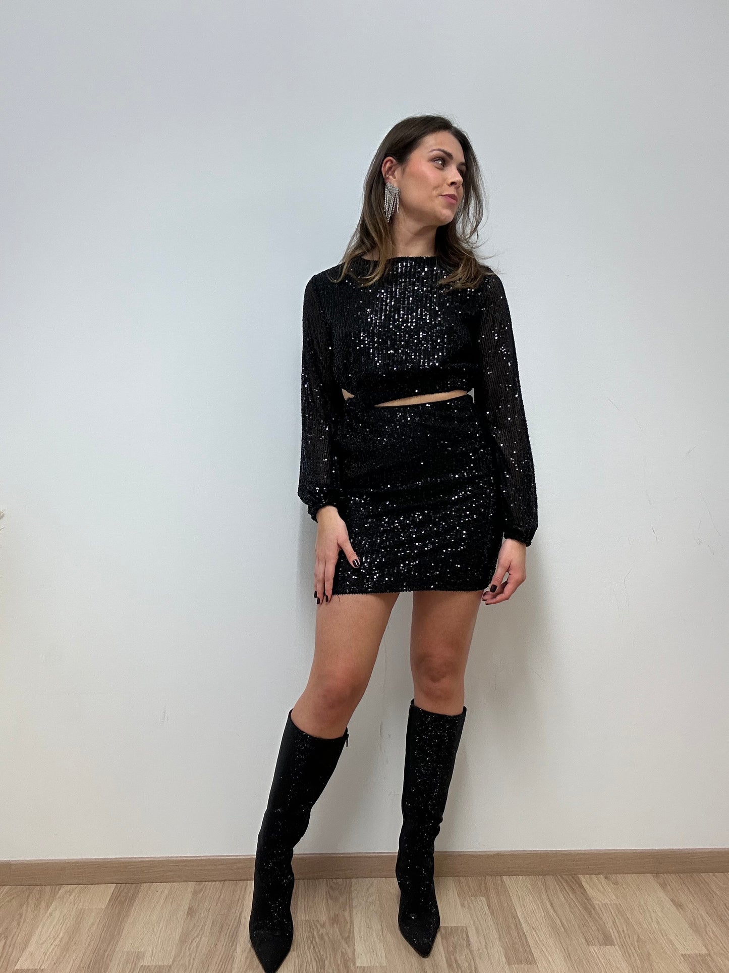 Robe sequins noir ATHENA