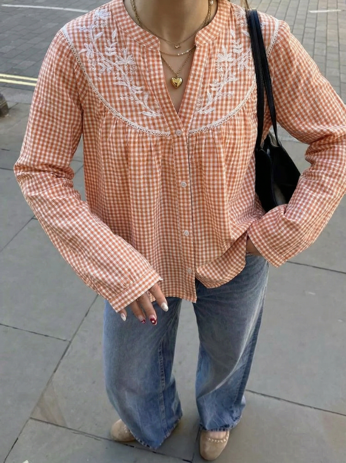 Blouse carreaux rouille