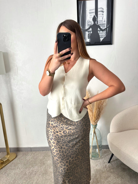 Top gilet beige LEONIE