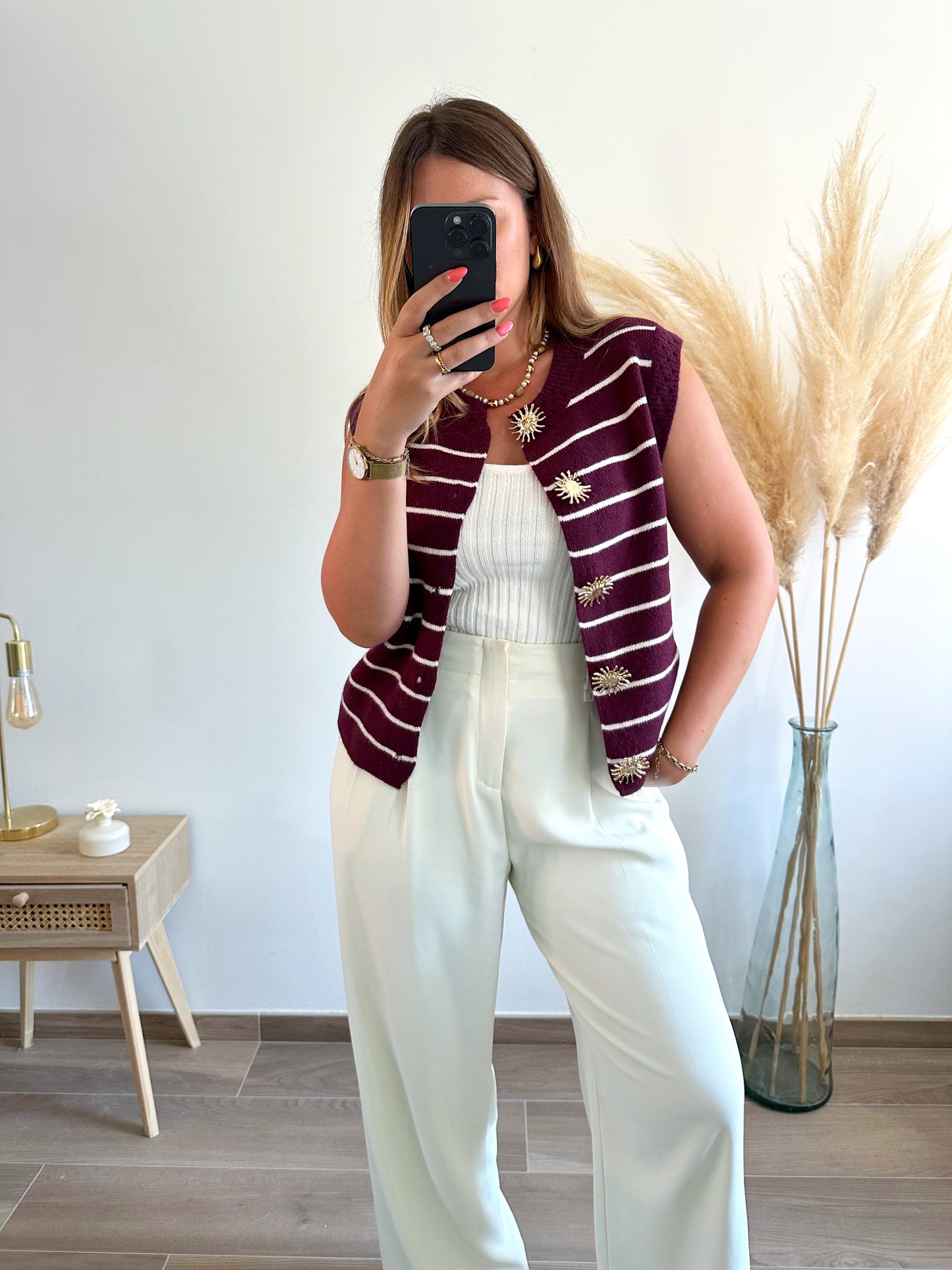 Pull rayé bordeaux JAOUEN