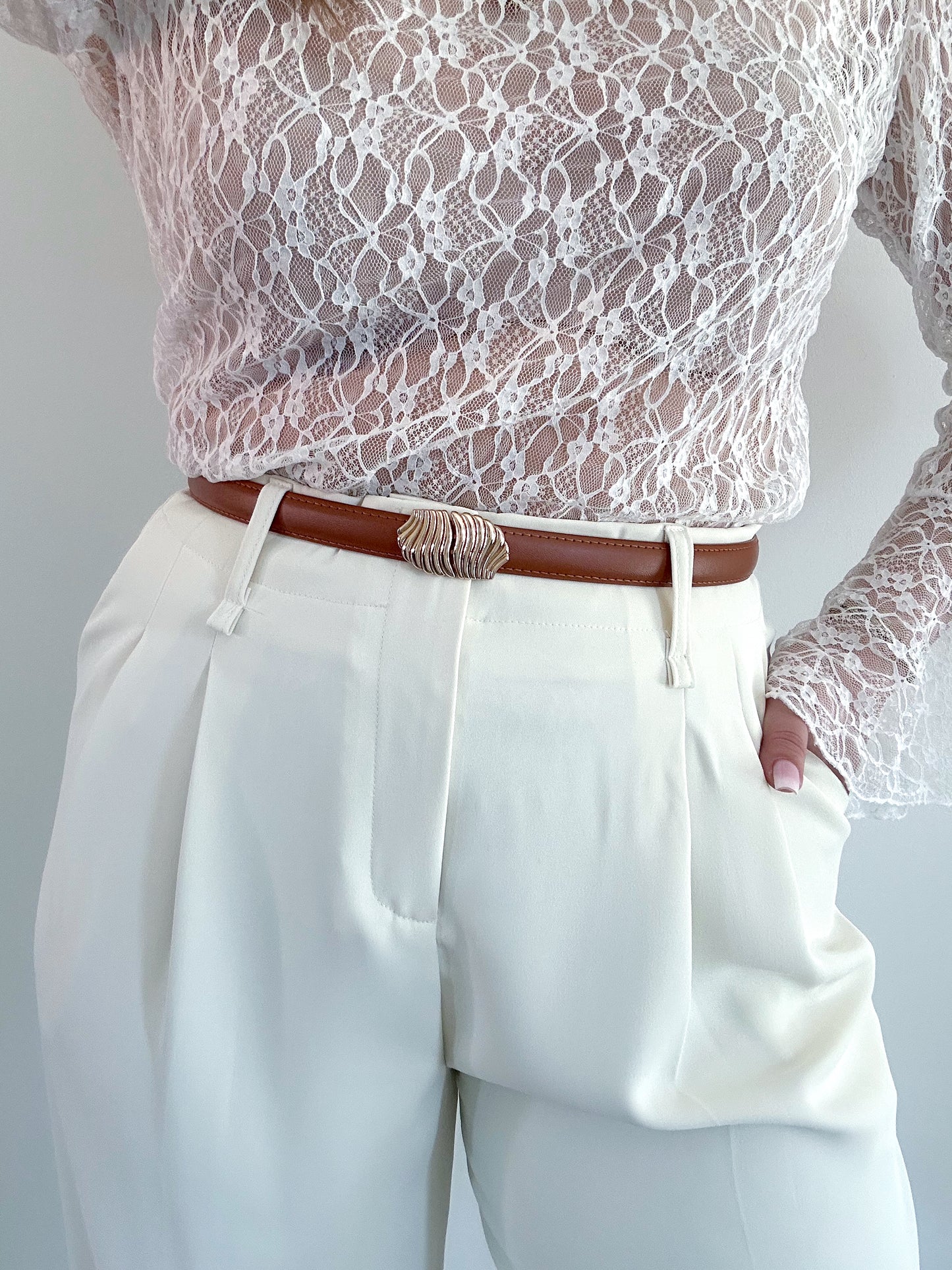 Ceinture en cuir camel DORA