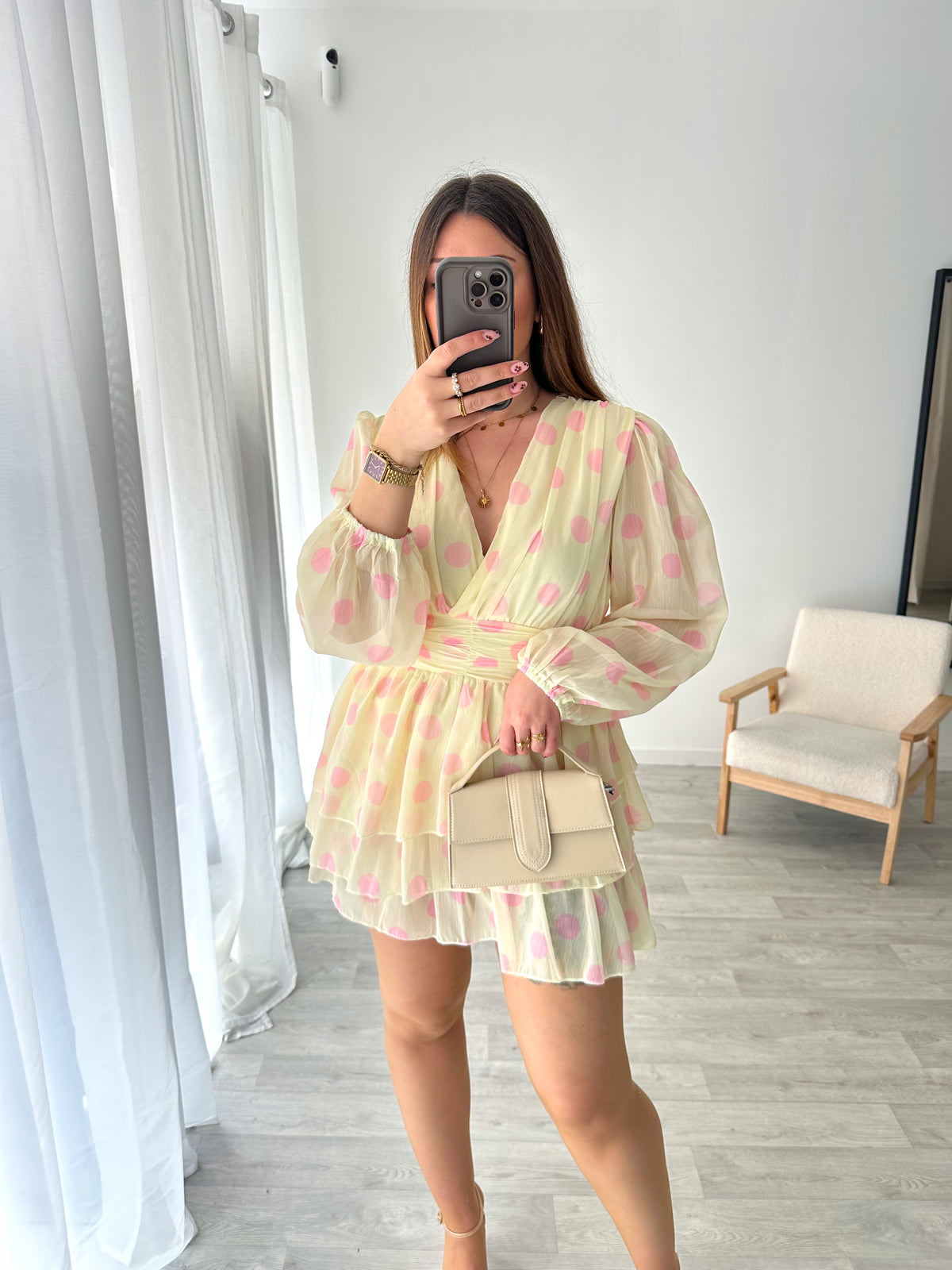 Robe à pois jaune LIZA