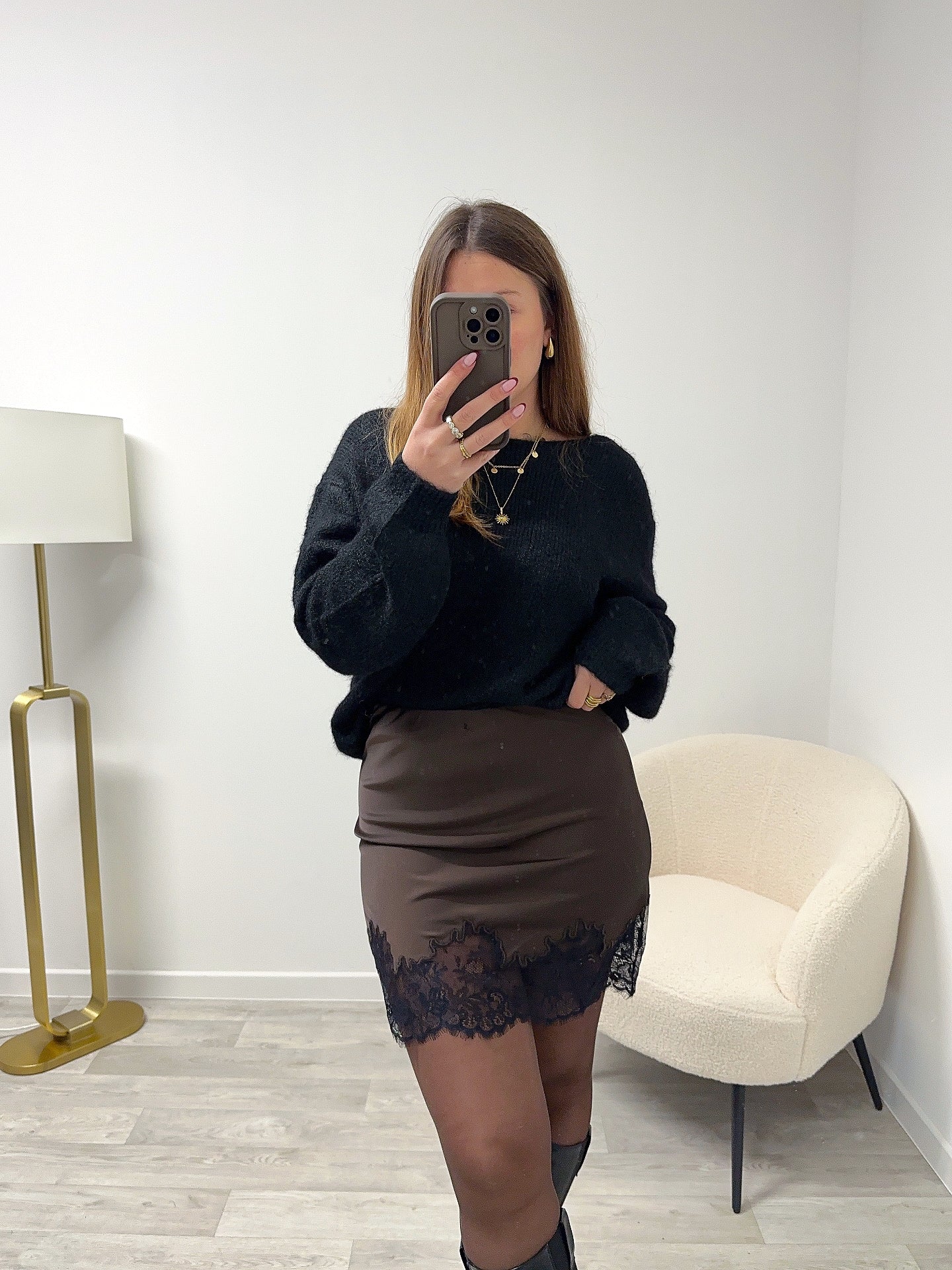 Jupe dentelle marron PAOLA